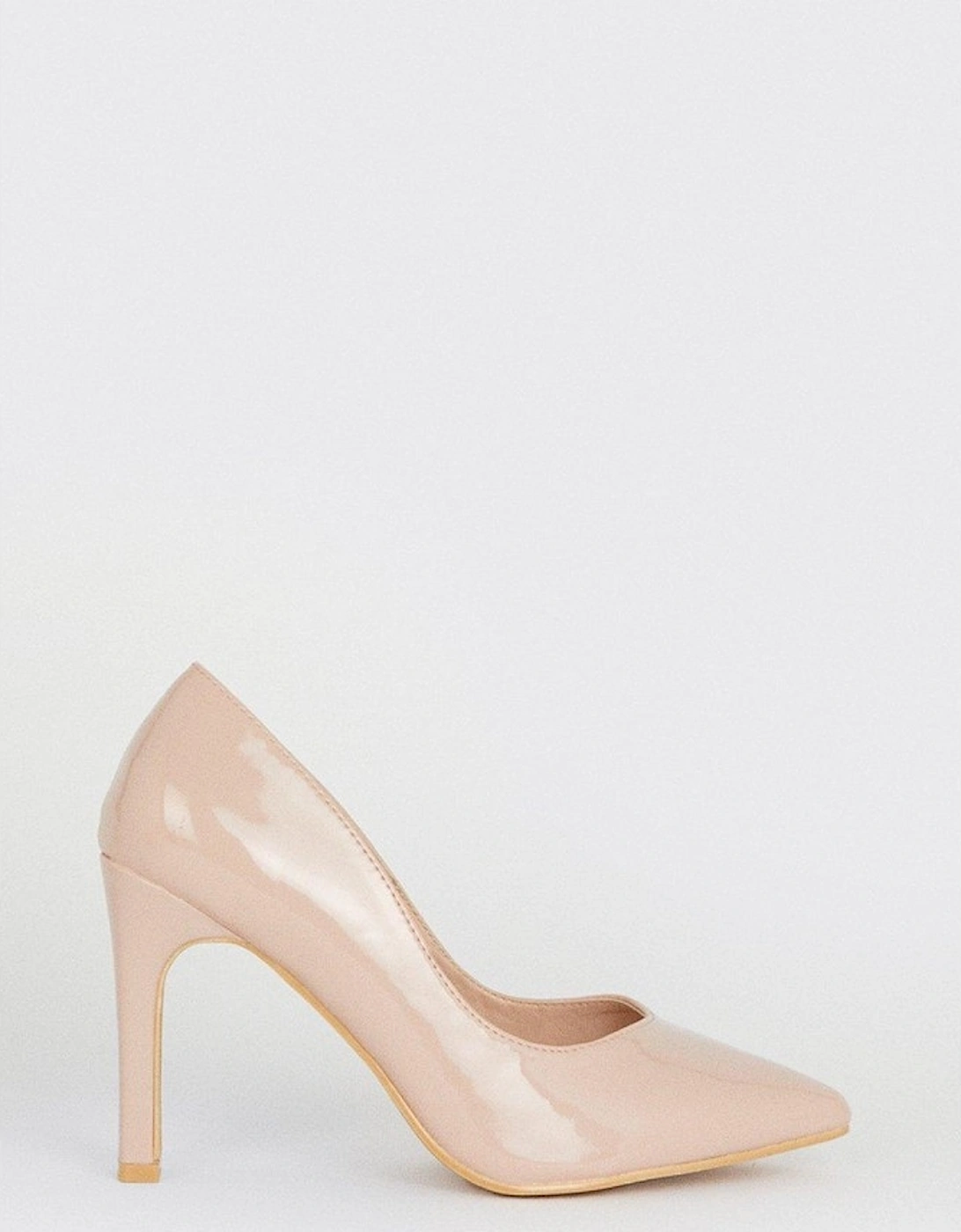 Womens/Ladies Delma Gloss Slim Heel Wide Court Shoes