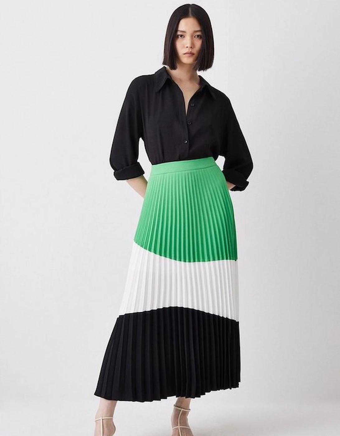 Tall Colour Block Pleated Woven Skirt, 5 of 4