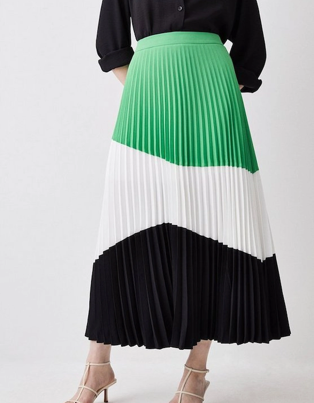 Tall Colour Block Pleated Woven Skirt