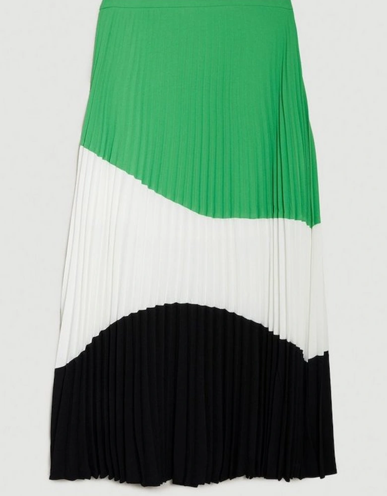 Tall Colour Block Pleated Woven Skirt
