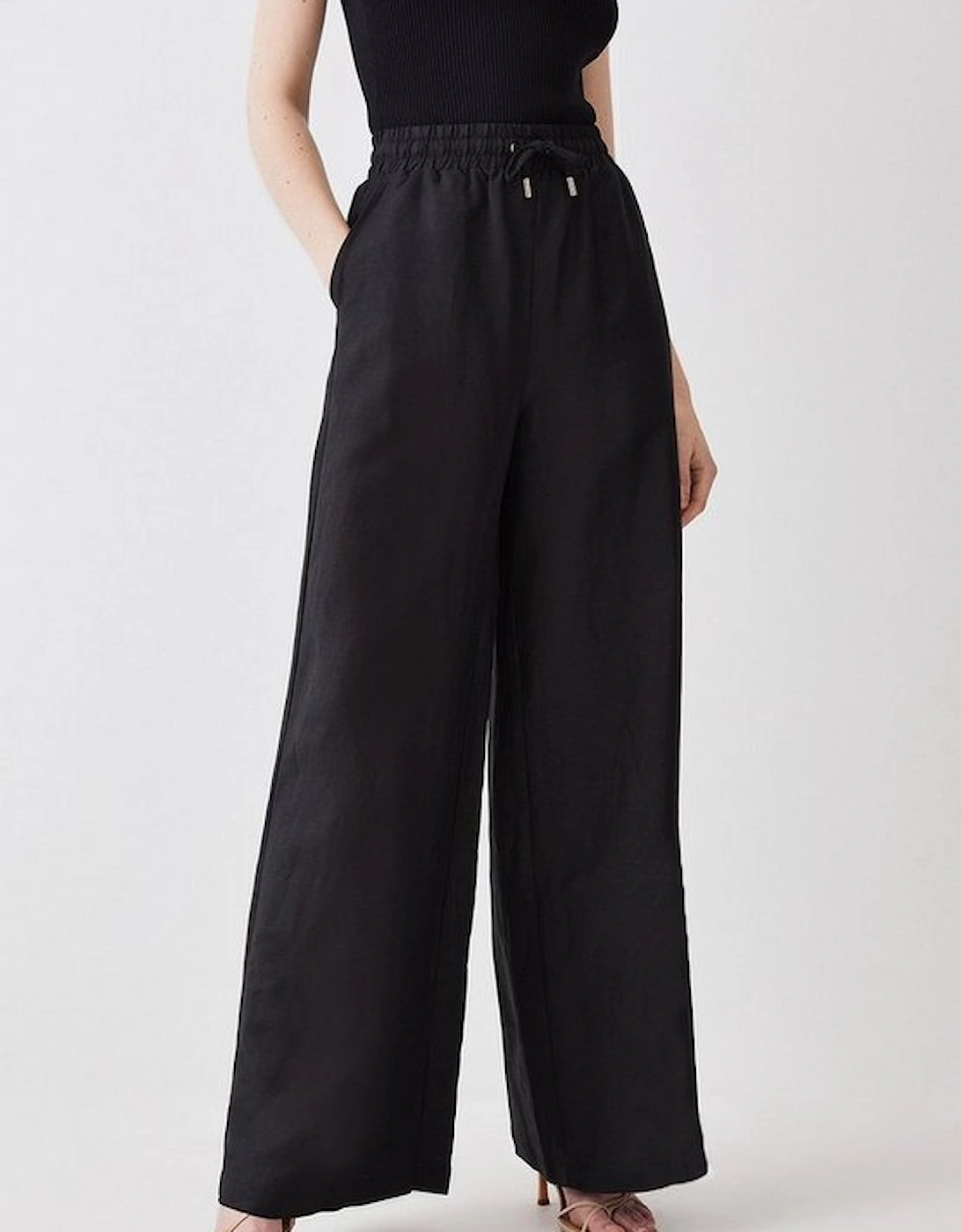 Linen Wide Leg Woven Trouser