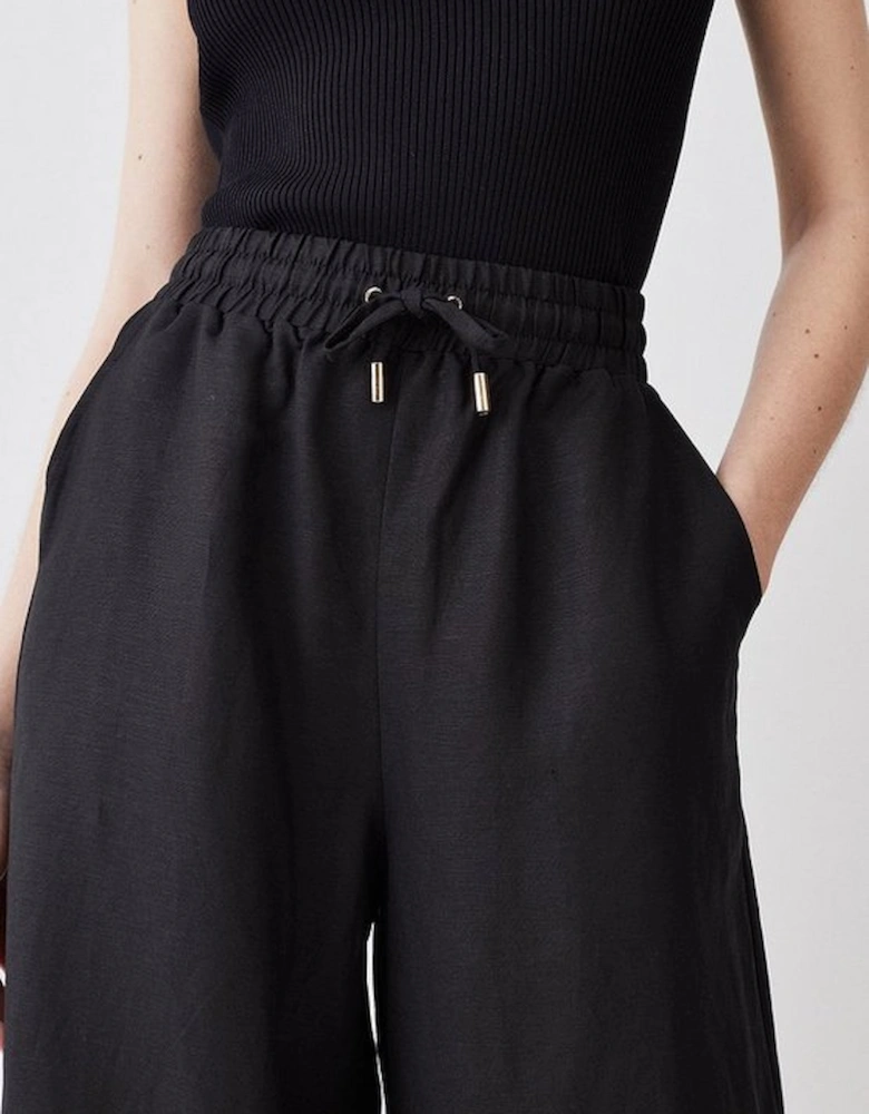 Linen Wide Leg Woven Trousers