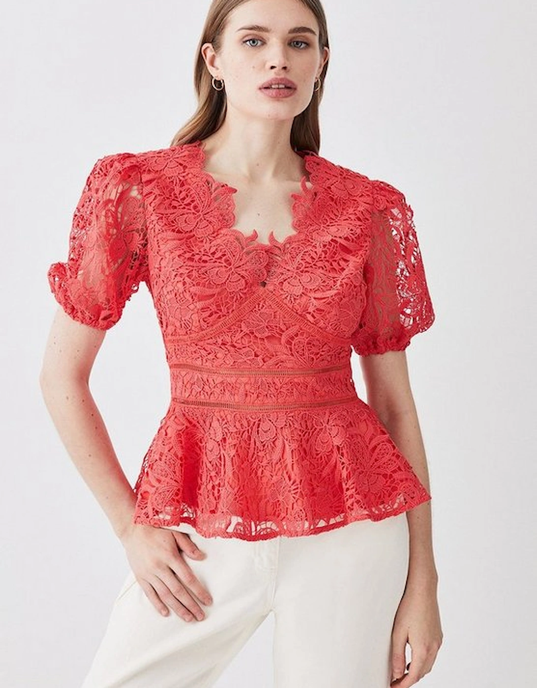 Tall Guipure Lace V Neck Woven Top, 5 of 4