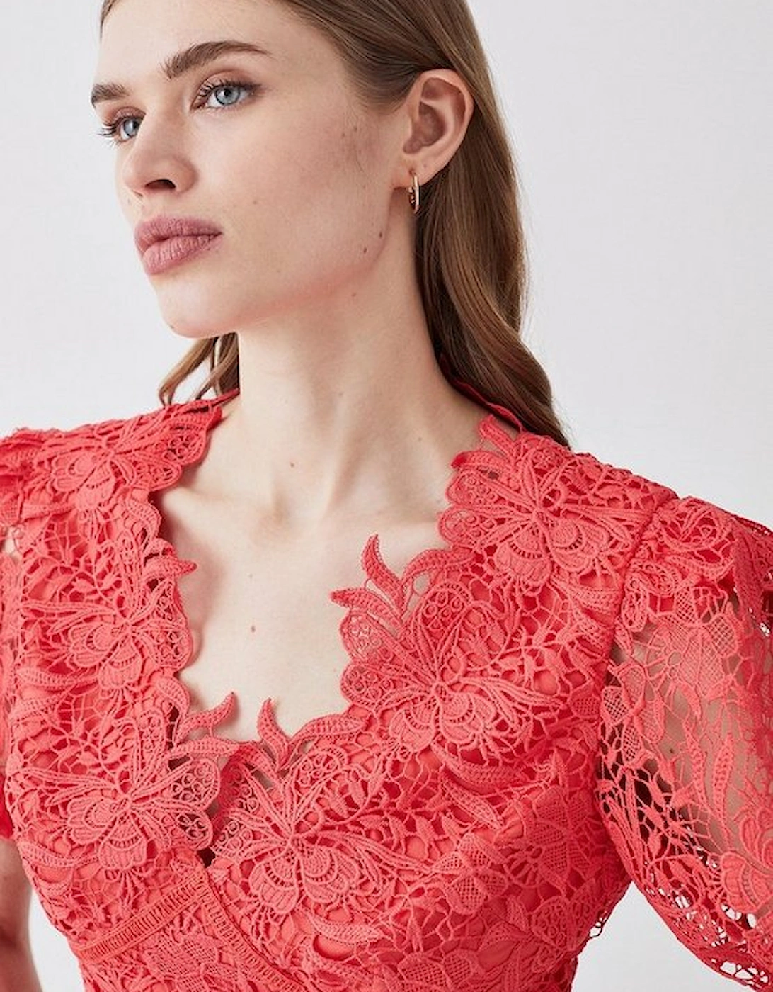 Tall Guipure Lace V Neck Woven Top