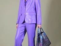 Purple Eco Leather Trousers