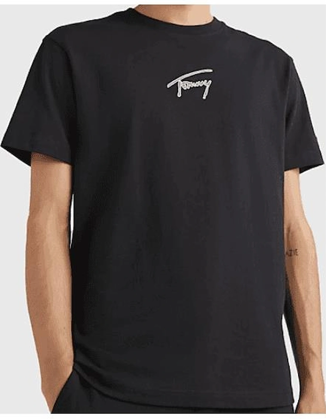 Cotton Signature Logo Regular Fit Black T-Shirt