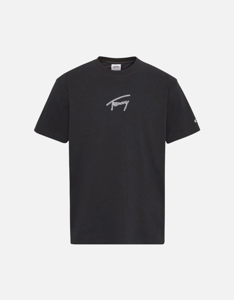 Cotton Signature Logo Regular Fit Black T-Shirt