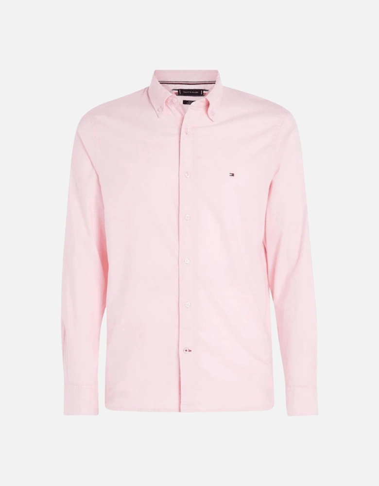 Embroidered Logo Button Up Pink Shirt
