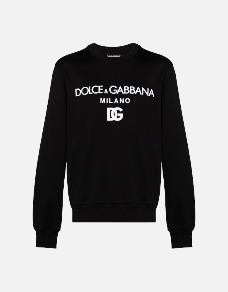 Jersey Sweatshirt with DG Embroidery Black