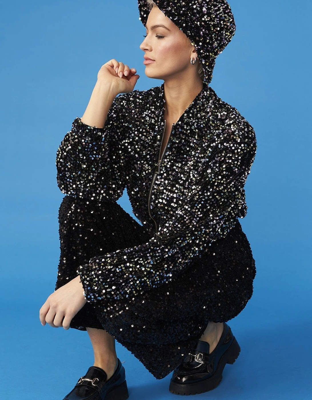 Black Multi Sequin Bomber Jacket, 6 of 5