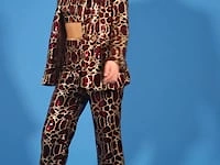 Pink Animal Print Sequin Trousers