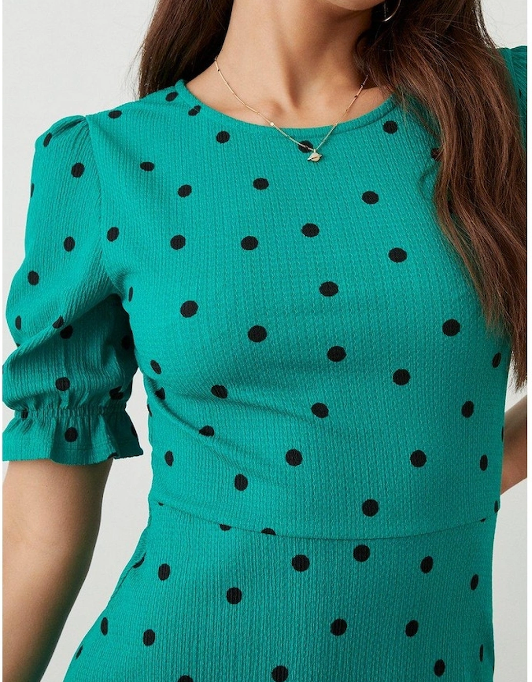 Womens/Ladies Spotted Tall Short-Sleeved Mini Dress