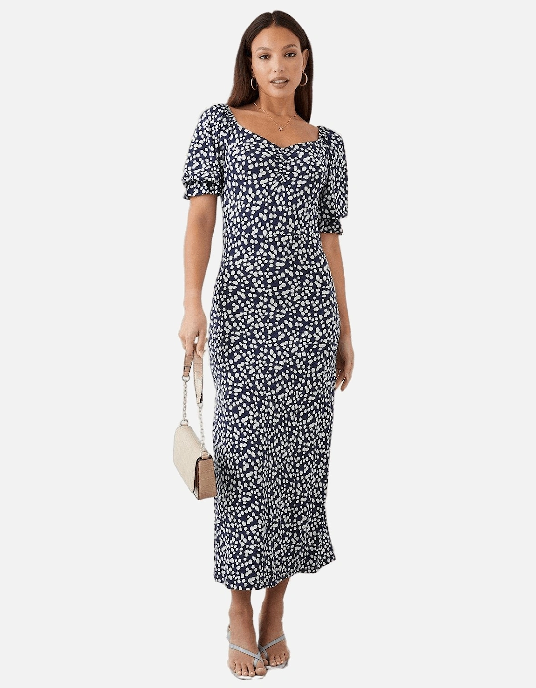 Womens/Ladies Spotted Sweetheart Tall Midi Dress, 5 of 4