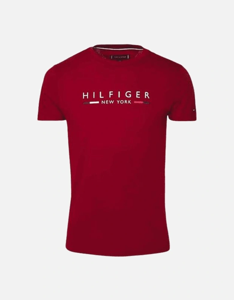 Cotton Regular Fit Printed Logo Red T-Shirt