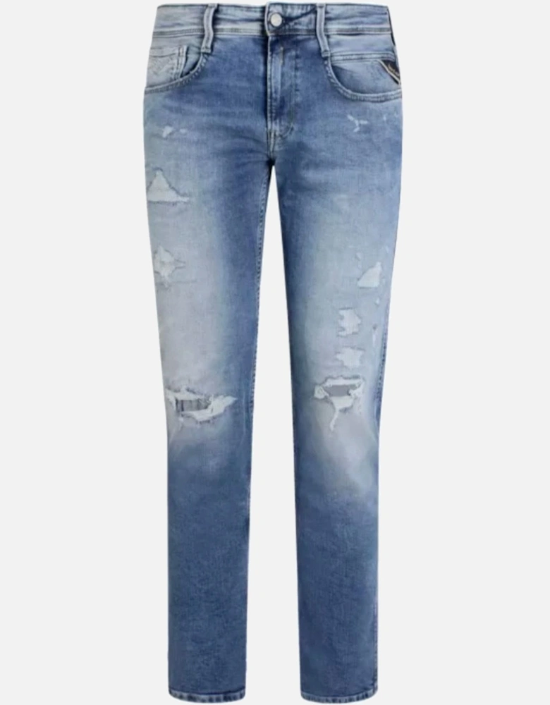 Anbass Stretch Light Wash Ripped Slim Fit Jeans