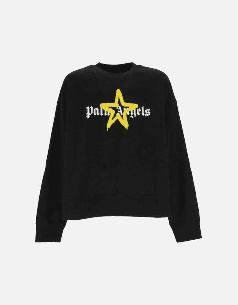 Spray Yellow Star Logo Black Sweatshirt