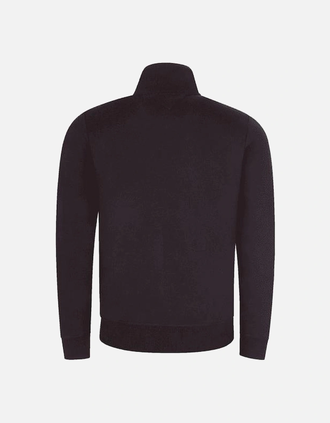 Cotton Zip-Up Funnel Neck Black Sweatshirt