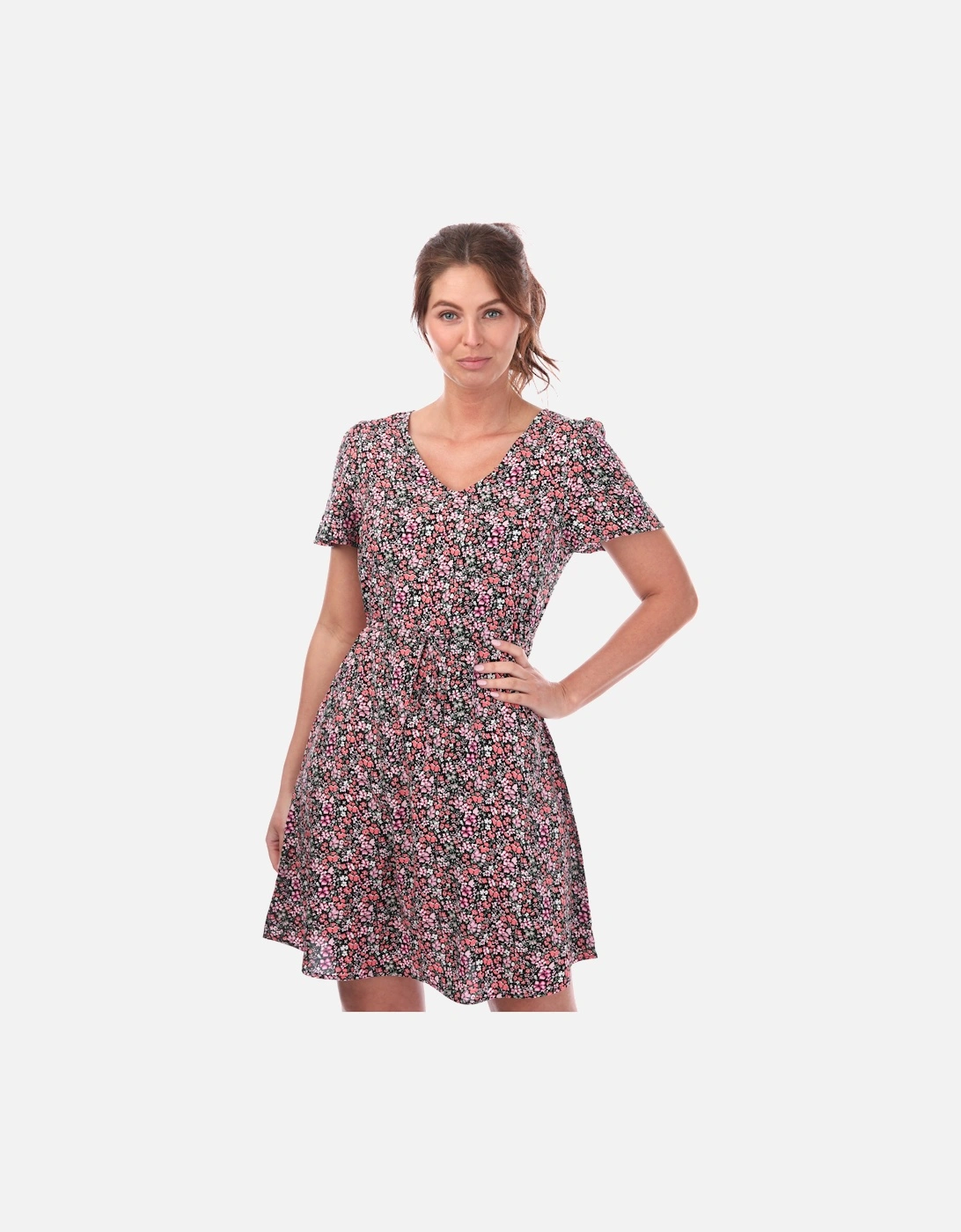 Womens Easy V-Neck Floral Dress, 4 of 3