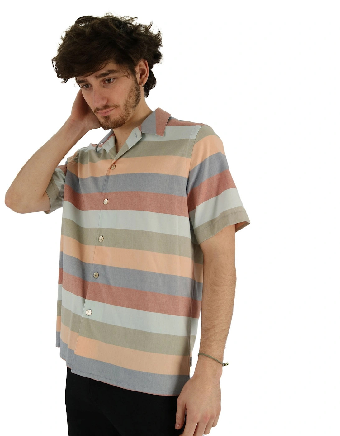 Striped Short Sleeve Button Through Shirt
