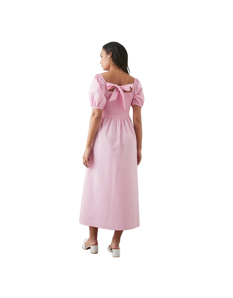 Womens/Ladies Poplin Ruched Midi Dress