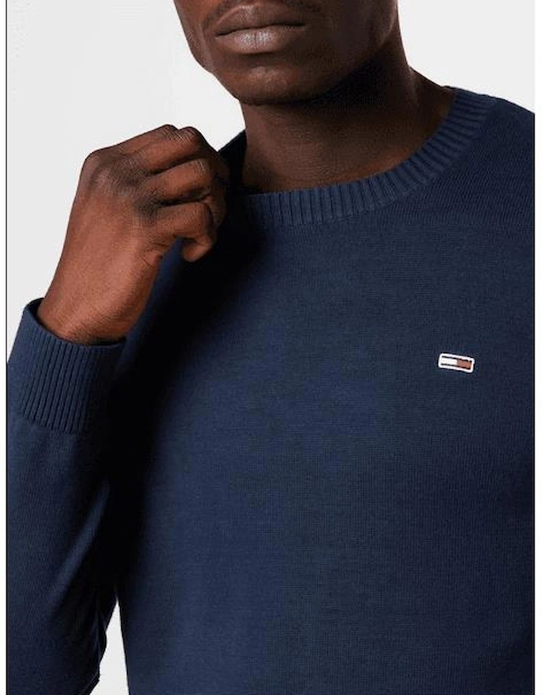 Cotton Embroidered Logo Knit Navy Sweatshirt