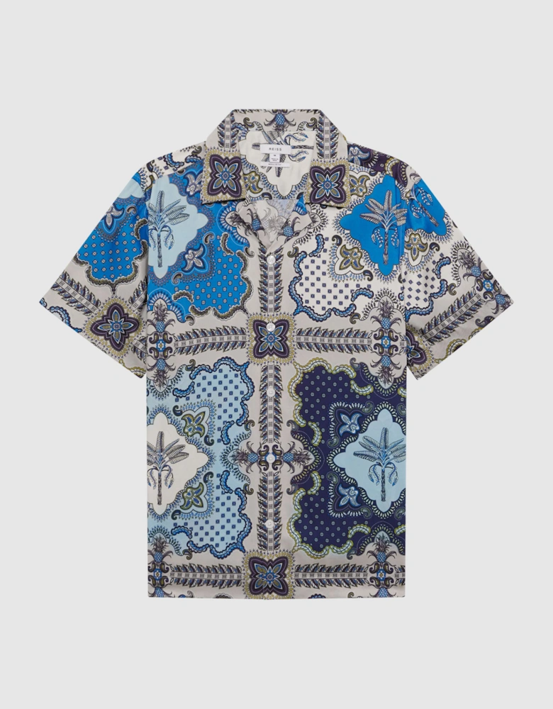 Paisley Print Cuban Collar Shirt