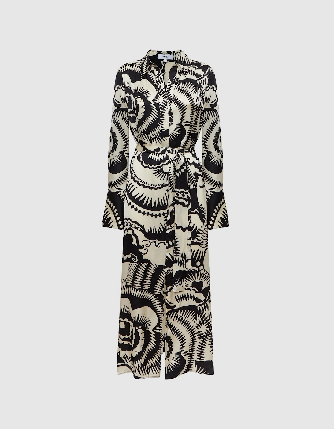 Printed Long Sleeve Midi Dress, 2 of 1