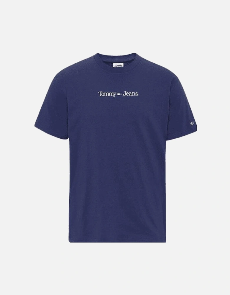 Cotton Serif Logo Regular Fit Navy T-Shirt