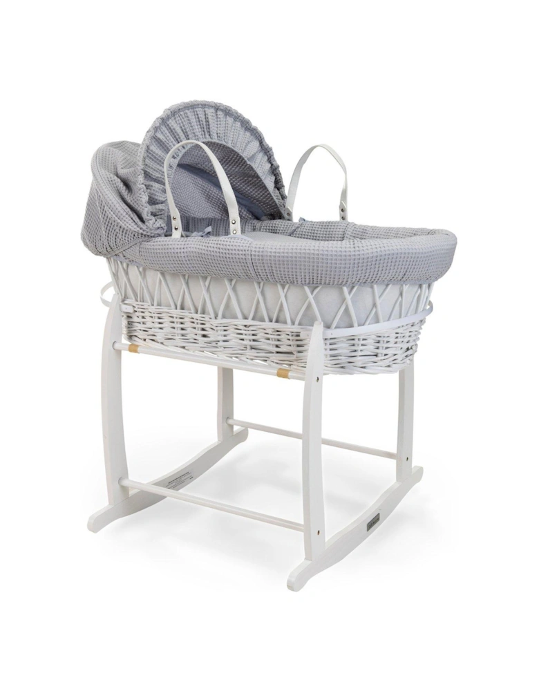 Waffle Grey Wicker & Deluxe Stand White