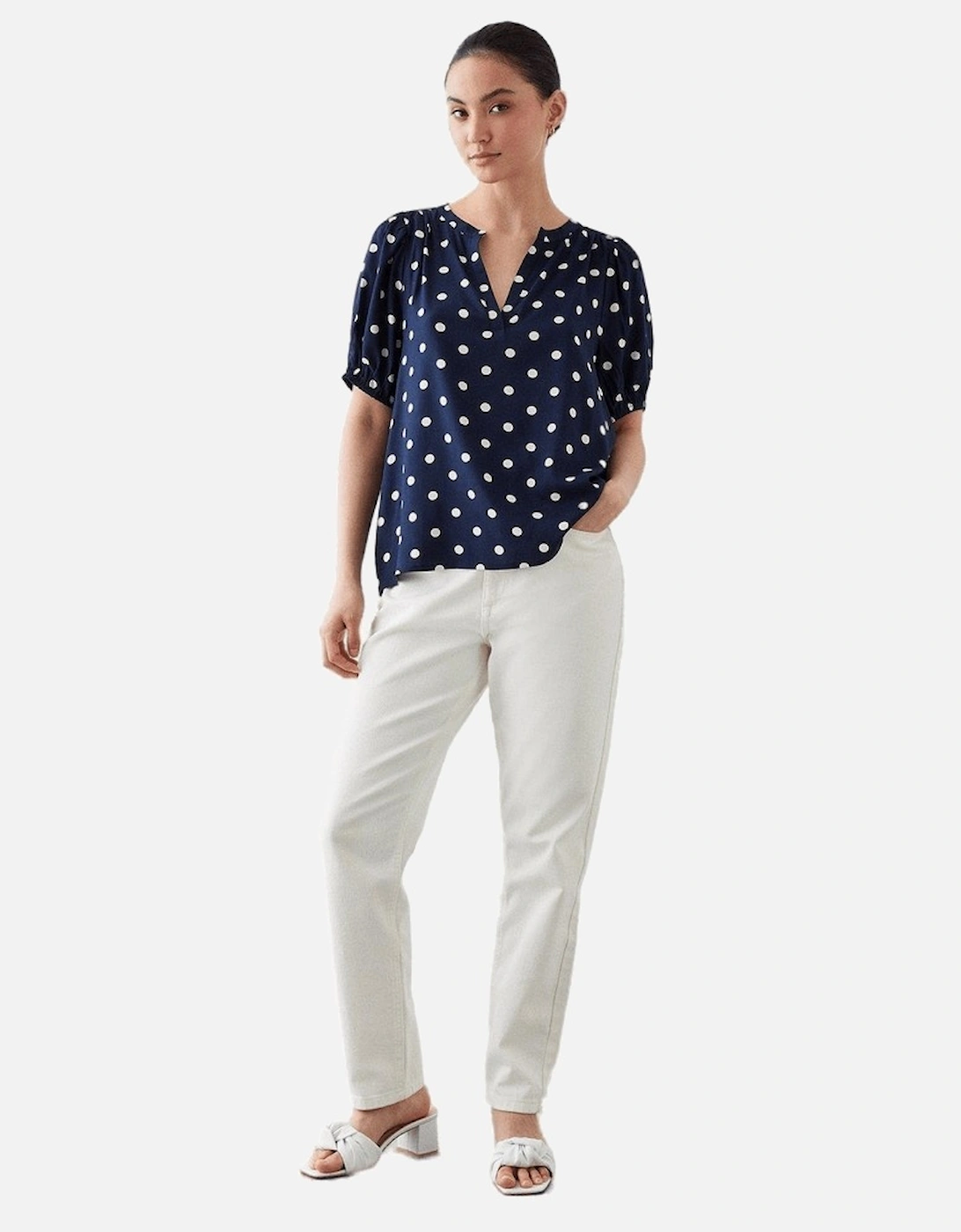 Womens/Ladies Spotted Overhead Petite Puffed Shirt, 4 of 3