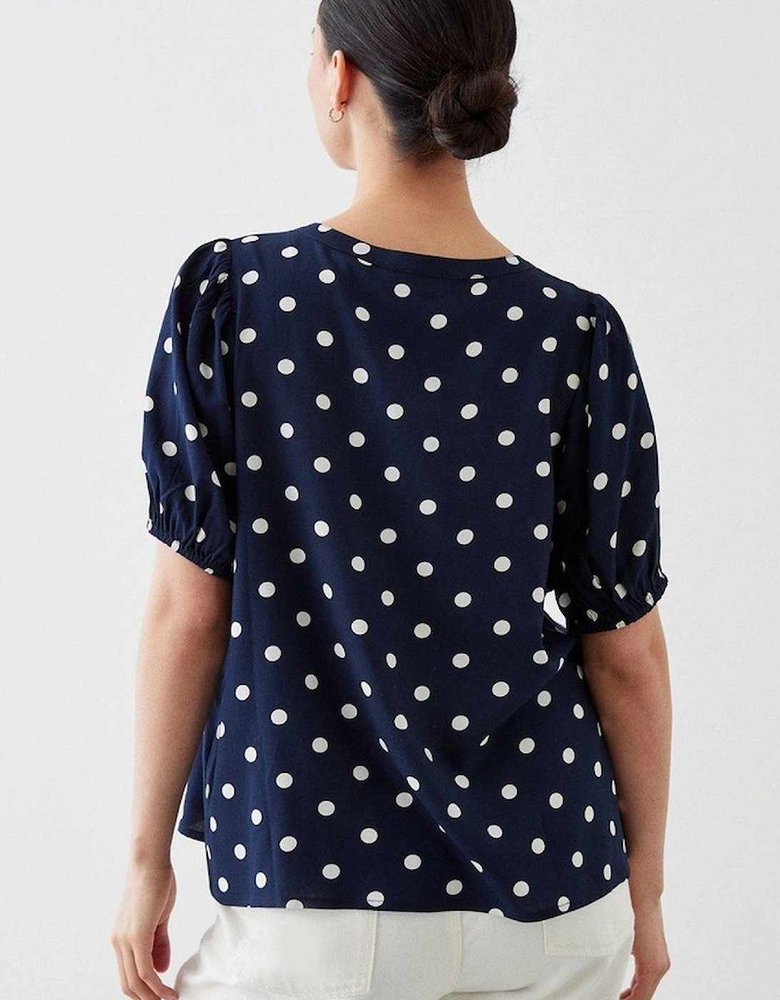 Womens/Ladies Spotted Overhead Petite Puffed Shirt
