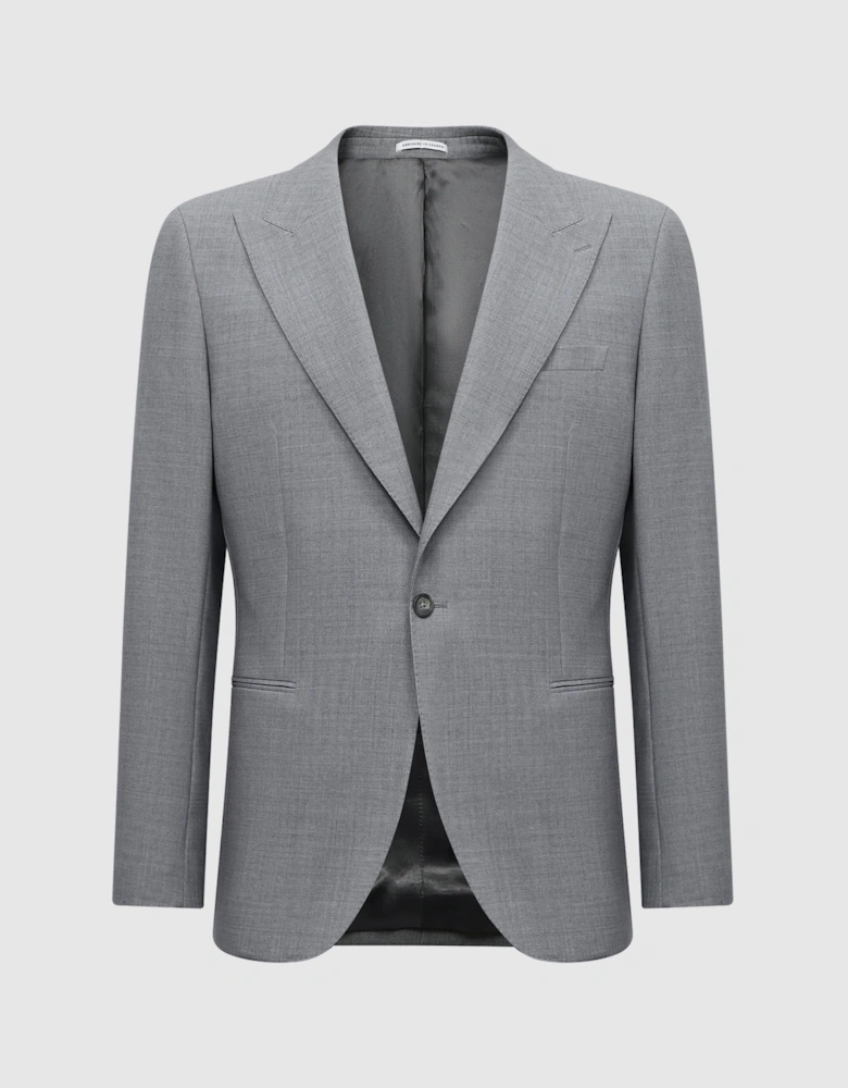 Slim Fit Single Breasted Wool Blend Blazer