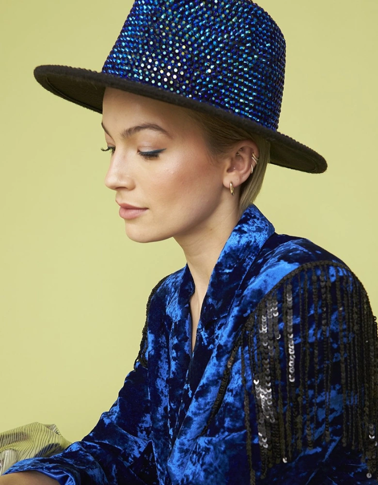 Dark Blue Sequin Jackson Top Hat