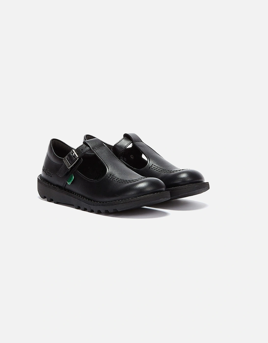 Kick T Junior Black Leather Shoes, 6 of 5
