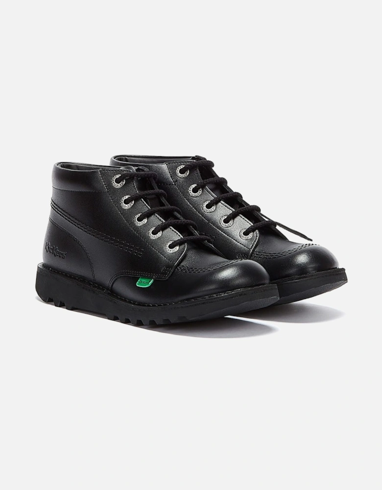 Kick Hi Youth Black Leather Ankle School Boots