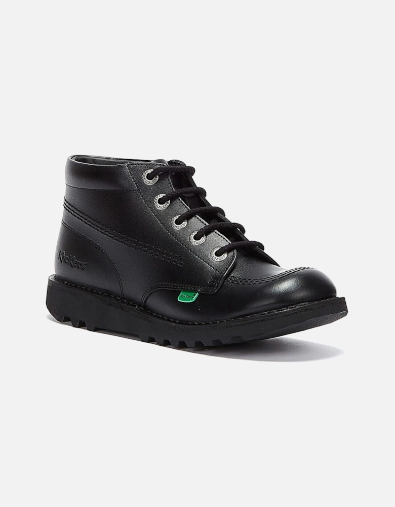 Kick Hi Youth Black Leather Ankle School Boots