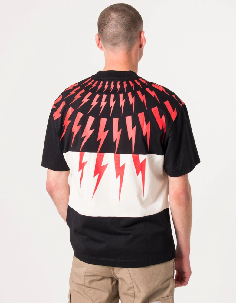 Slim Fit Colour Block Fair Isle Thunderbolt T-Shirt