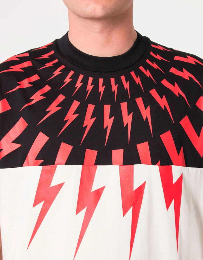 Slim Fit Colour Block Fair Isle Thunderbolt T-Shirt