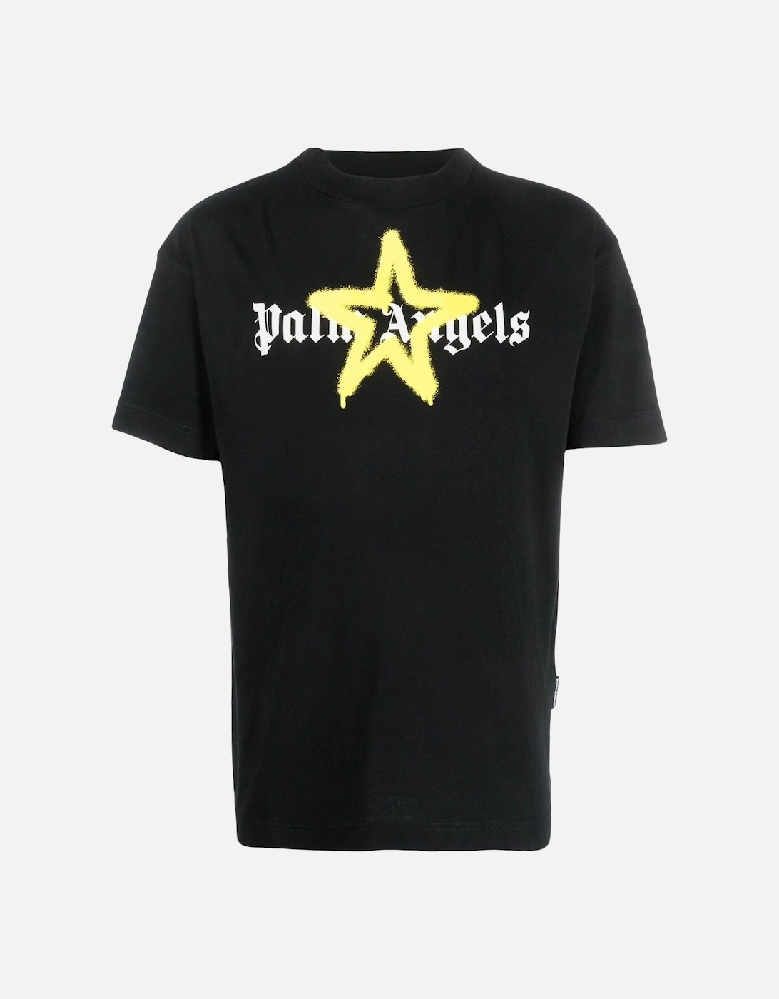 Yellow Star Sprayed logo-print T-shirt in Black, 6 of 5