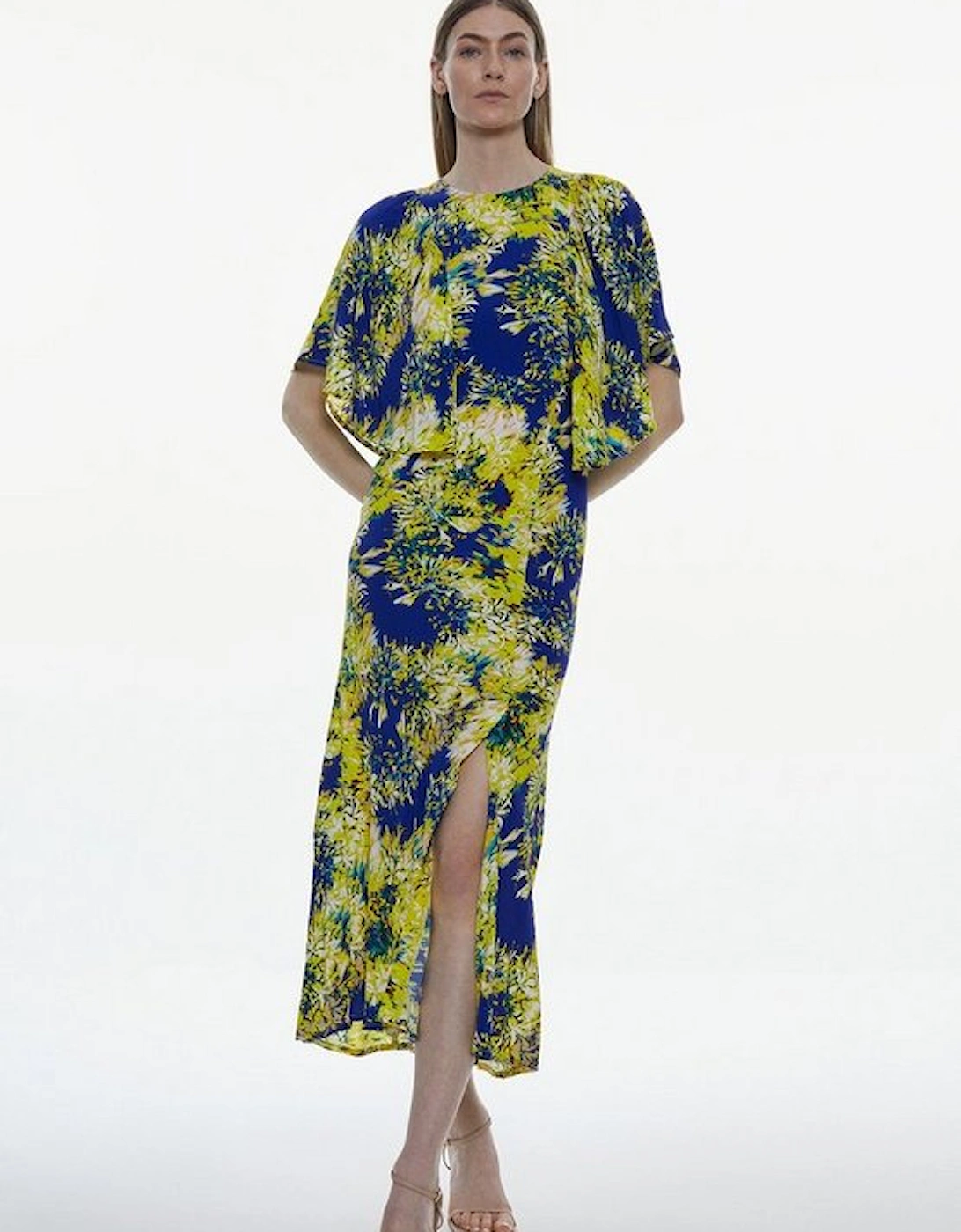 Exploded Floral Angel Sleeve Woven Maxi Dress, 5 of 4