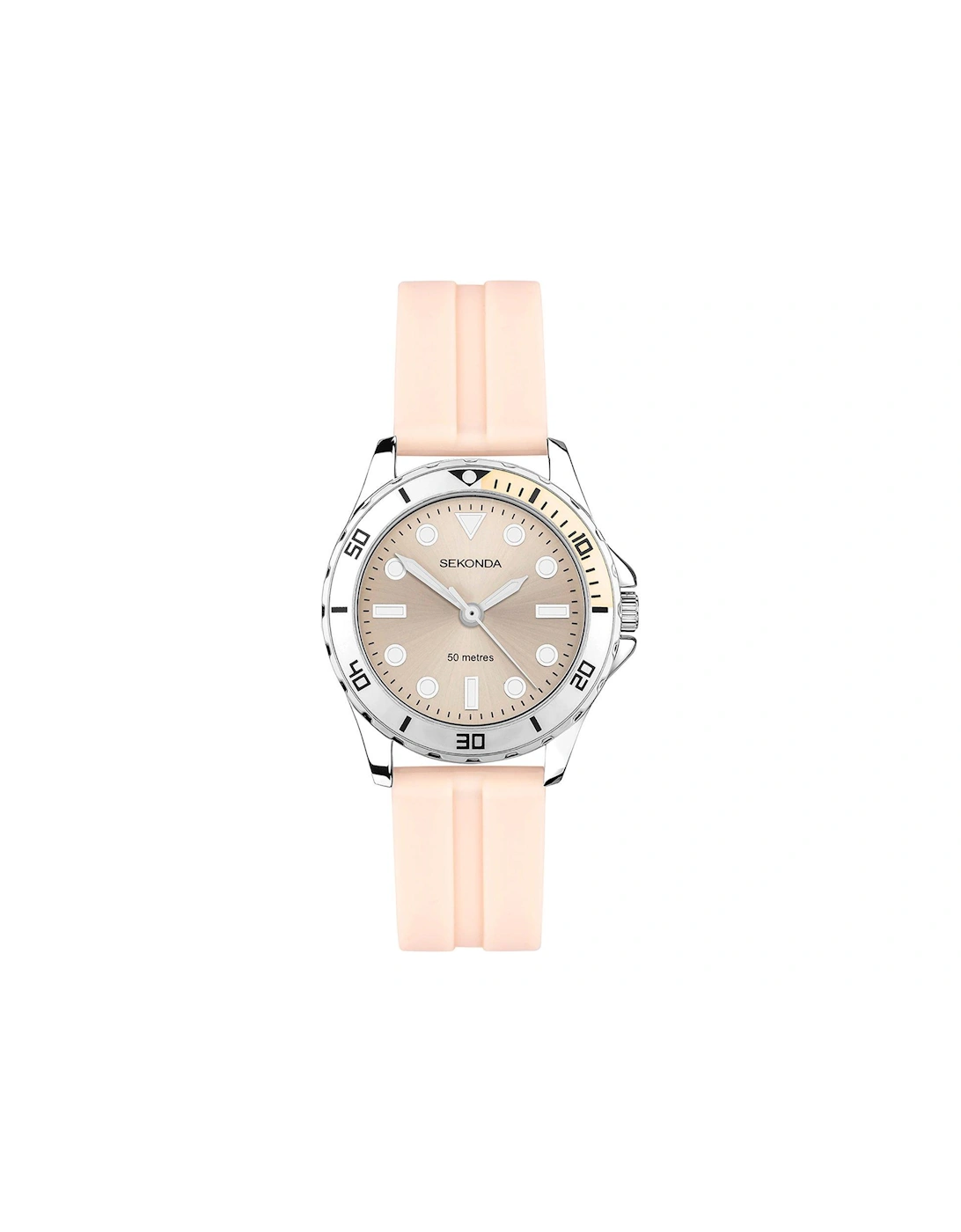 Womens Peach Rubber Strap Analogue Watch, 3 of 2