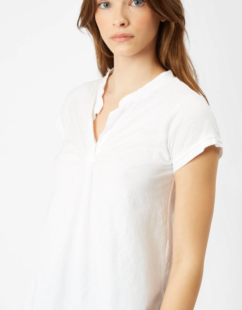 Gathered Mandarin Collar T-shirt