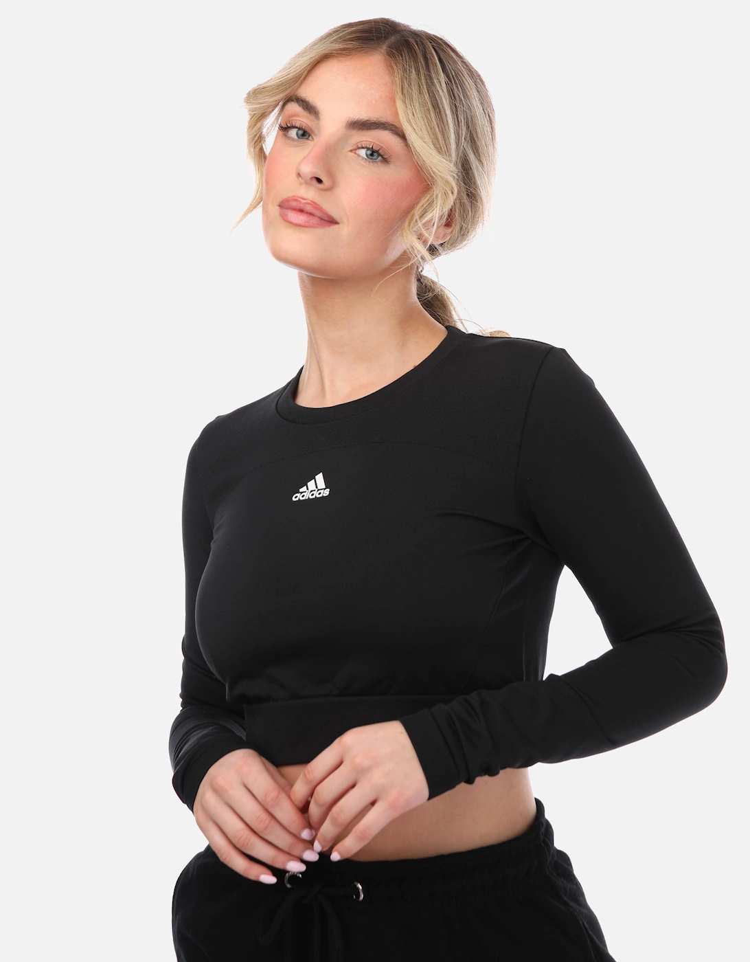 Womens AEROKNIT Seamless Cropped LS Top, 4 of 3