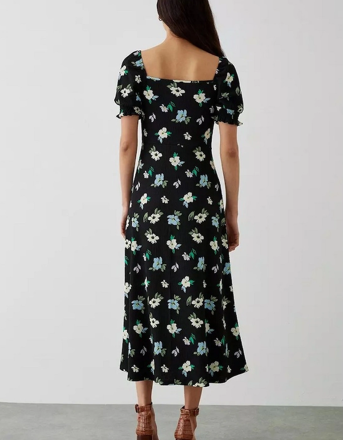 Womens/Ladies Floral Frill Midi Dress