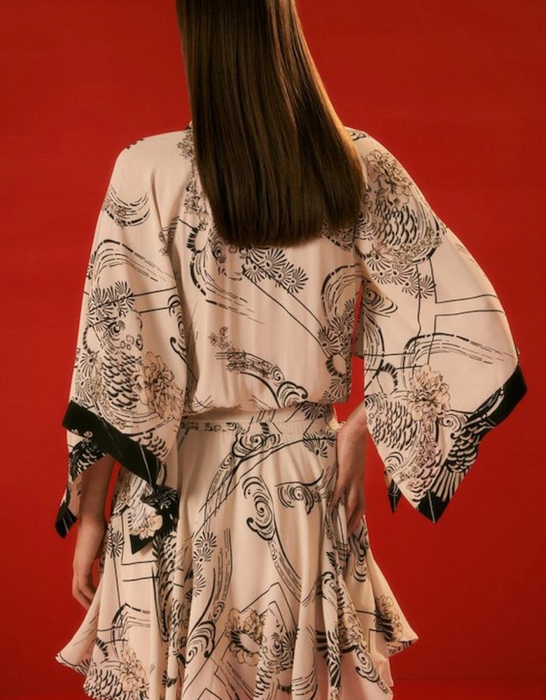 The Founder Koi Printed Woven Mini Dress