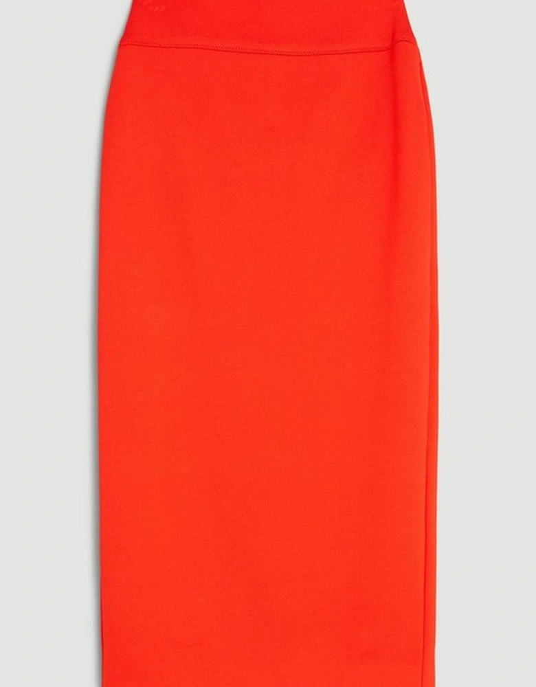 The Founder Italian Structured Stretch Midi Skirt
