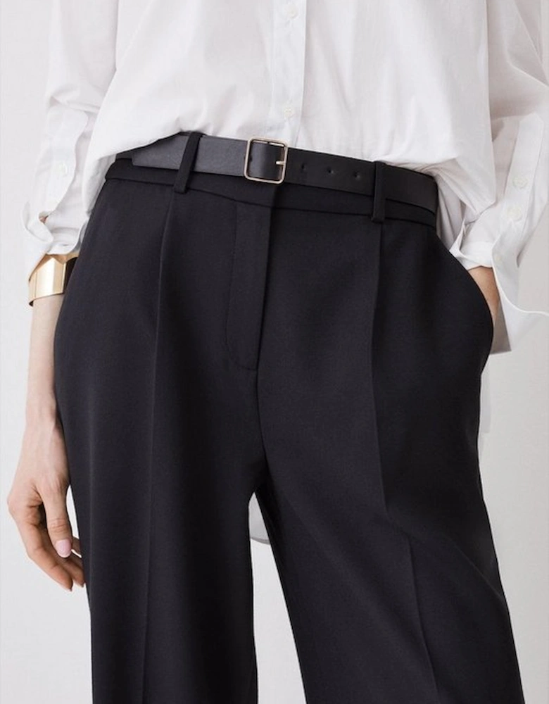 Tall Compact Stretch Belted Wide Leg Trousers