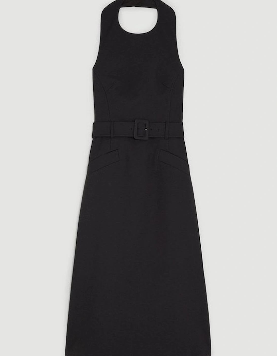 The Founder Compact Stretch Belted Aline Midi Dress