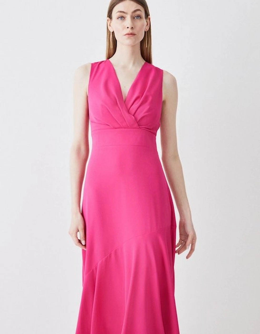 Soft Tailored Sleeveless Wrap Front Midi Dress, 5 of 4