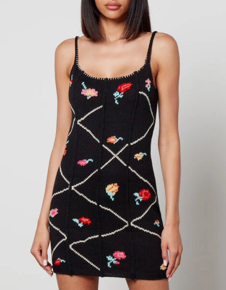 Arya Floral-Embroidered Cotton Mini Dress